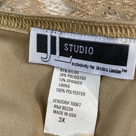 JL Studio Womens Vintage Tan Surplice Lace Stretch Top Size 3X Party Feminine - Picture 3 of 9